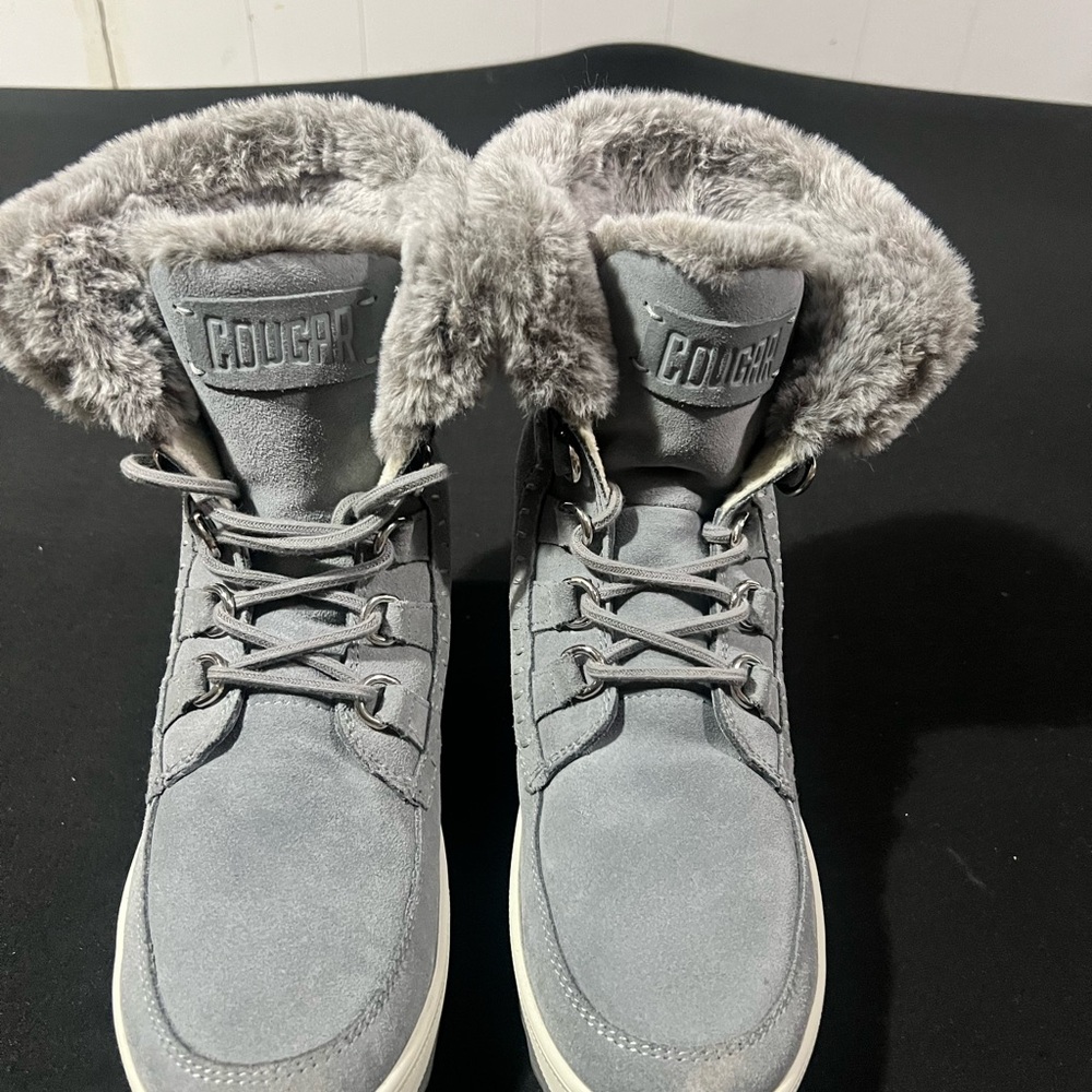 Cougar Charcoal Fur-Trimmed Sneakers
